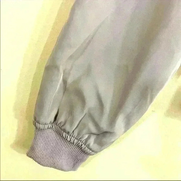 Candies Tan Ruffled Floral Embroidered Cropped Bomber Jacket Size M - Picture 10 of 12